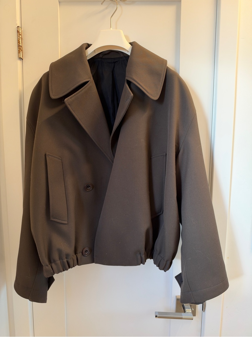 LEMAIRE boxy blouson jacket, dark brown, FR 36